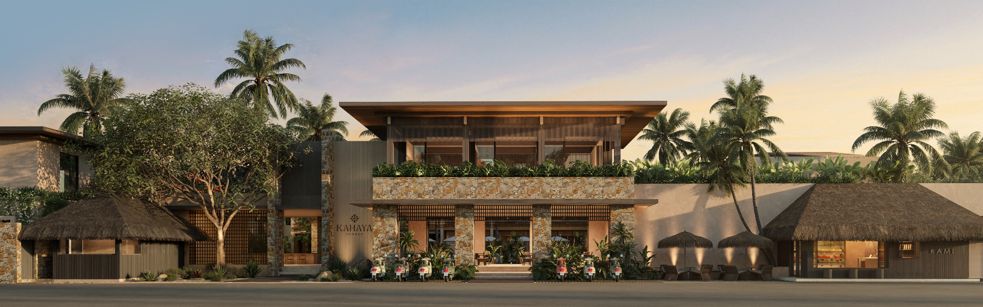 Kahaya resort arrival facade — night